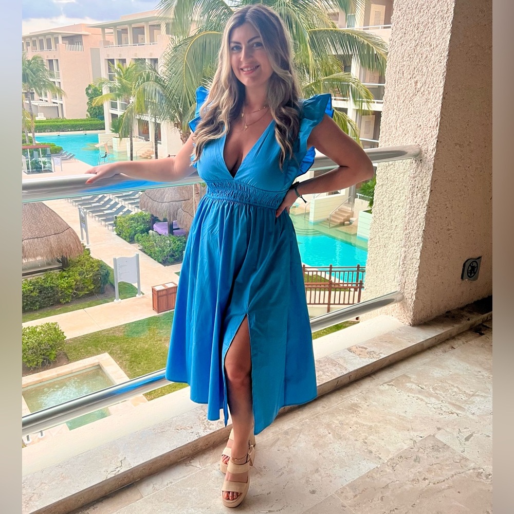 Abercrombie Blue Midi Poplin dress